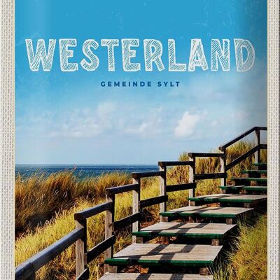 Cartel de chapa viaje 20x30cm Pasarela Westerland en la playa viaje al mar