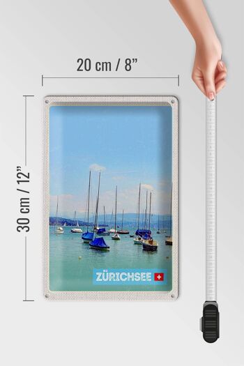 Plaque en tôle voyage 20x30cm Bateaux de Zurich sur le lac de Zurich en été 4
