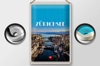 Plaque en tôle voyage 20x30cm Zurich vue sur les vacances en ville 2