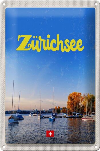 Panneau en étain voyage 20x30cm, lac de Zurich, nature, bateaux, voyage en bateau 1