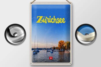 Panneau en étain voyage 20x30cm, lac de Zurich, nature, bateaux, voyage en bateau 2