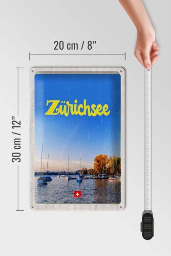 Panneau en étain voyage 20x30cm, lac de Zurich, nature, bateaux, voyage en bateau 4