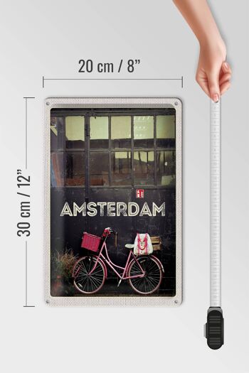 Plaque en tôle voyage 20x30cm Amsterdam ville vélo nature à pied 4