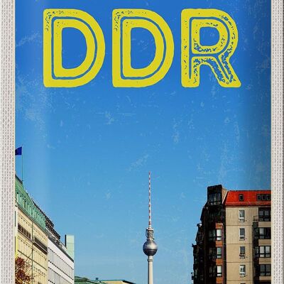 Targa in metallo da viaggio 20x30 cm Berlino Germania Torre televisiva GDR