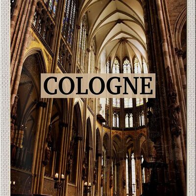 Panneau en étain de voyage 20x30cm, église de Cologne, Allemagne, cathédrale de l'intérieur