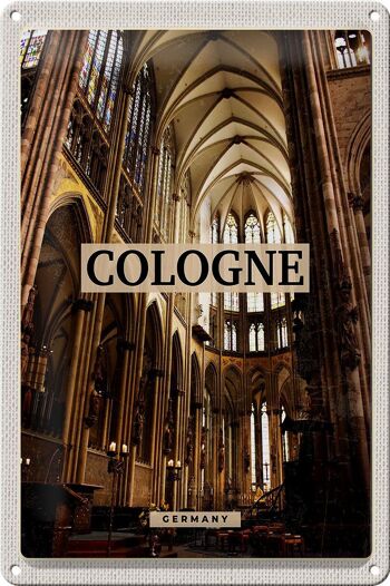 Panneau en étain de voyage 20x30cm, église de Cologne, Allemagne, cathédrale de l'intérieur 1