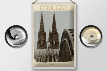Plaque en tôle voyage 20x30cm Cathédrale de Cologne Moyen Âge noir et blanc 2