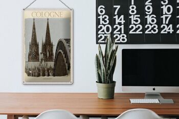 Plaque en tôle voyage 20x30cm Cathédrale de Cologne Moyen Âge noir et blanc 3
