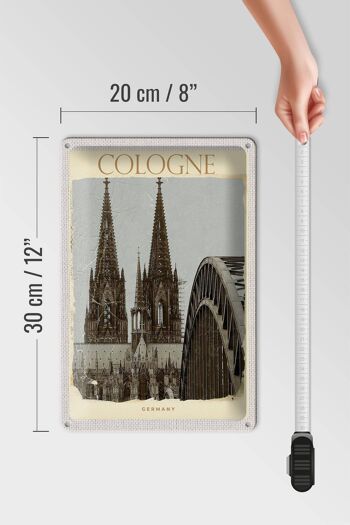 Plaque en tôle voyage 20x30cm Cathédrale de Cologne Moyen Âge noir et blanc 4