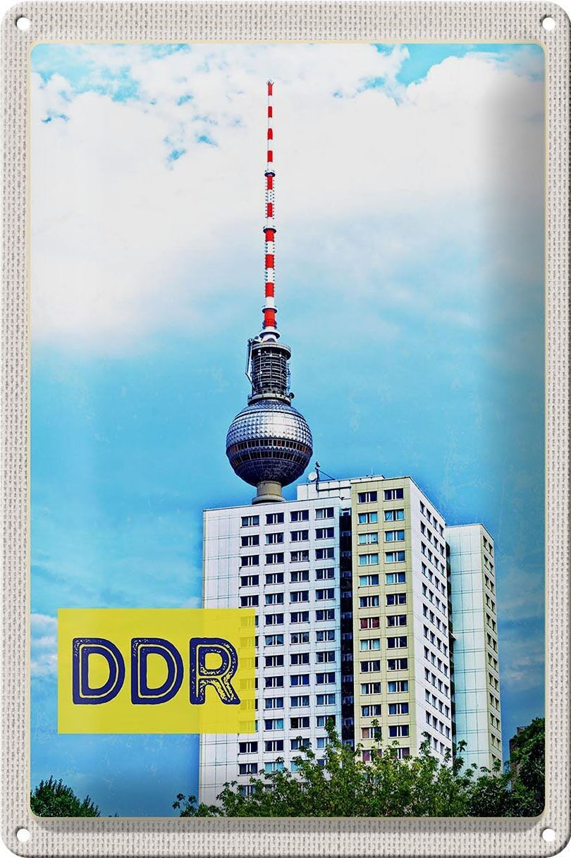 Cartel de chapa Travel 20x30cm Viaje a Berlín Torre de TV RDA