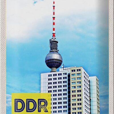 Targa in metallo da viaggio 20x30 cm Berlino Trip Torre televisiva GDR