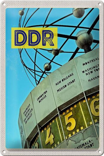 Plaque en tôle voyage 20x30cm Berlin Allemagne horloge mondiale RDA 1