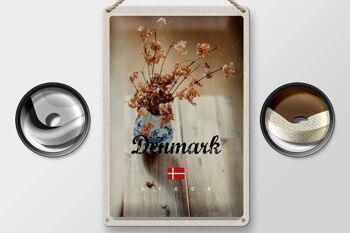 Plaque en tôle voyage 20x30cm Danemark fleurs fanées dans un vase 2