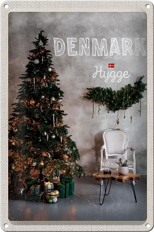 Blechschild Reise 20x30cm Dänemark Weihnachten Weihnachtsbaum