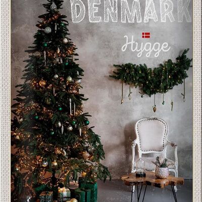 Tin sign travel 20x30cm Denmark Christmas Christmas tree