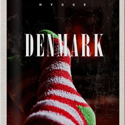 Cartel de chapa viaje 20x30cm Dinamarca calcetines acogedor invierno