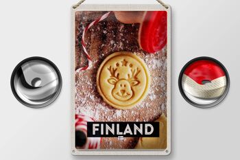 Plaque en tôle voyage 20x30cm Finlande cerf biscuits Noël 2