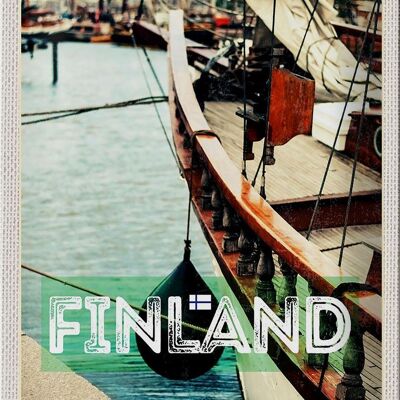 Cartel de chapa de viaje, 20x30cm, Finlandia, agua, mar, barco, vacaciones
