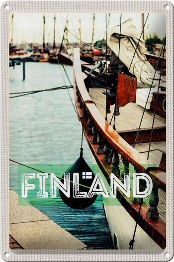 Signe en étain voyage 20x30cm, finlande, bateau de mer, vacances 1