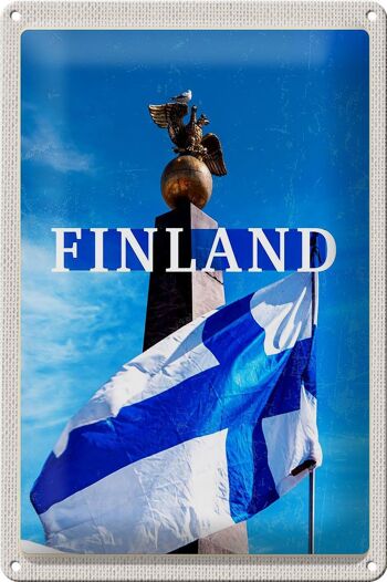 Panneau en étain voyage 20x30cm, pierre d'aigle royal de finlande Helsinki 1