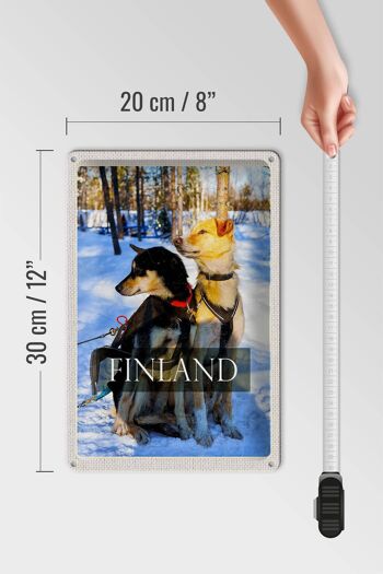 Signe en étain voyage 20x30cm, finlande, neige, hiver, chiens de forêt 4