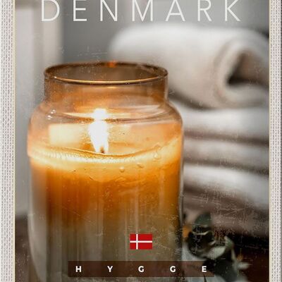 Targa in metallo da viaggio 20x30 cm Danimarca candela in asciugamano fiore di vetro