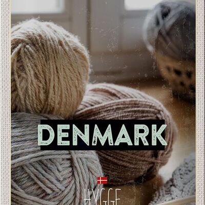 Plaque en tôle voyage 20x30cm Danemark laine blanc gris crochet doux