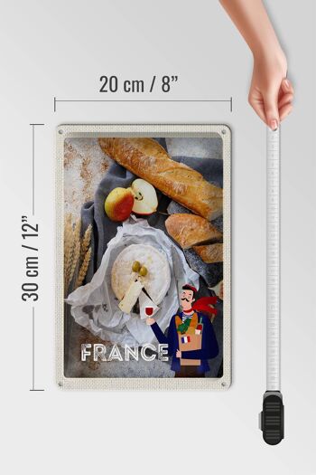 Plaque de voyage en étain, 20x30cm, France, baguette, fromage, poire, olive 4