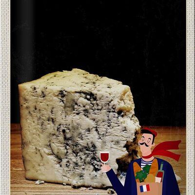 Cartel de chapa viaje 20x30cm Francia molde queso tradición
