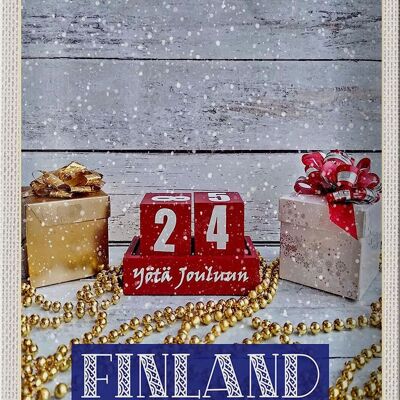 Targa in metallo da viaggio 20x30 cm Finlandia Natale Yötä Jouluun