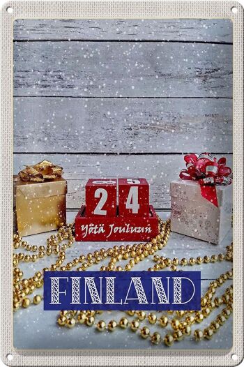 Plaque en tôle voyage 20x30cm Finlande Noël Yötä Jouluun 1