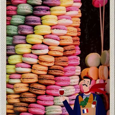 Targa in metallo da viaggio 20x30 cm Francia dolci macarons dolci