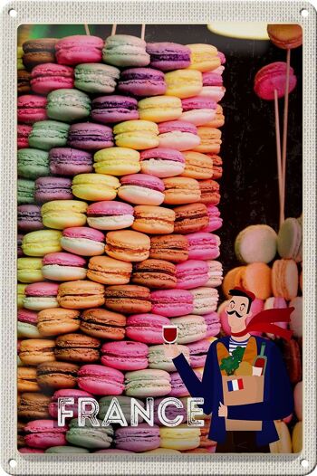 Plaque en tôle voyage 20x30cm France bonbons macarons sucrés 1
