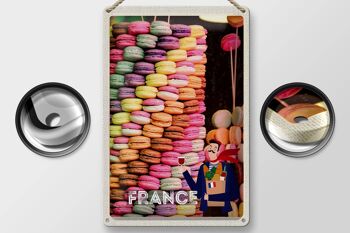 Plaque en tôle voyage 20x30cm France bonbons macarons sucrés 2