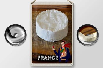 Signe en étain voyage 20x30cm, France, baguette au fromage camembert 2