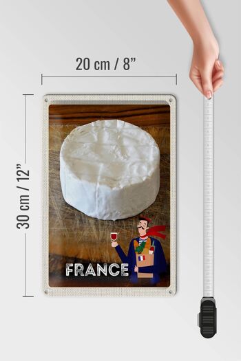 Signe en étain voyage 20x30cm, France, baguette au fromage camembert 4