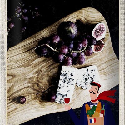 Cartel de chapa de viaje 20x30cm Francia uvas higos molde queso
