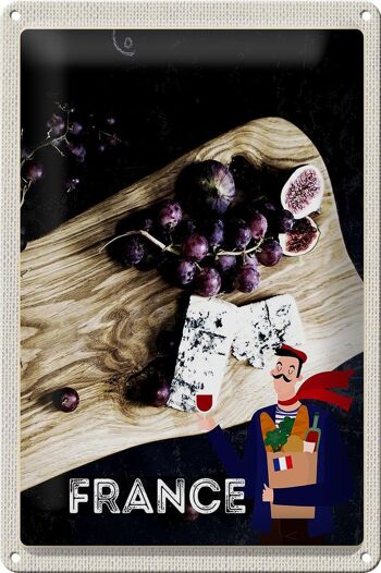 Plaque en tôle voyage 20x30cm France raisins figues moule fromage 1