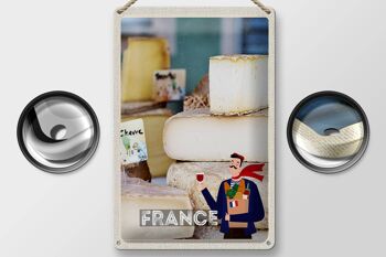 Plaque en tôle voyage 20x30cm France différents types de fromages 2