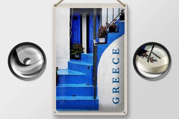 Plaque en tôle voyage 20x30cm Grèce Grèce escaliers bleus 2