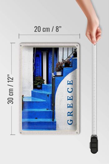 Plaque en tôle voyage 20x30cm Grèce Grèce escaliers bleus 4