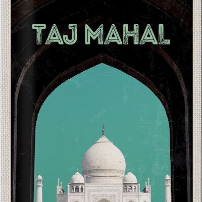Cartel de chapa de viaje, 20x30cm, cultura India Taj Mahal