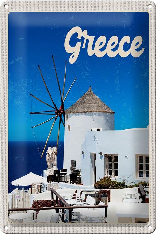 Blechschild Reise 20x30cm Greece Griechenland weiße Häuser