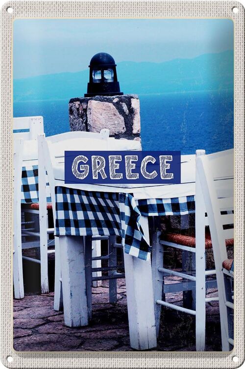 Blechschild Reise 20x30cm Greece Griechenland Restaurant Meer