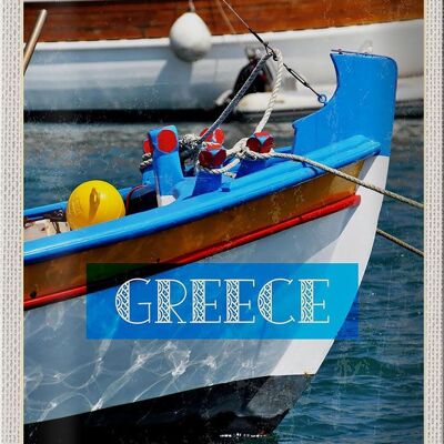 Cartel de chapa de viaje, 20x30cm, Grecia, verano, barco, mar