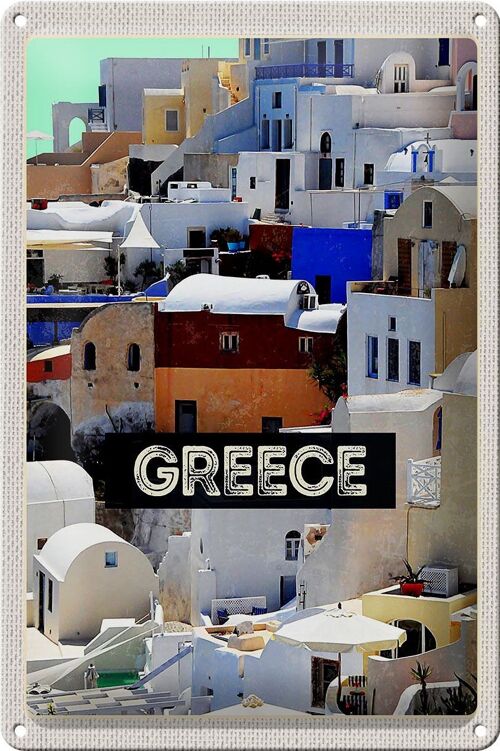 Blechschild Reise 20x30cm Greece Griechenland Häuser Urlaub