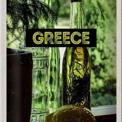 Blechschild Reise 20x30cm Greece Griechenland Flaschen