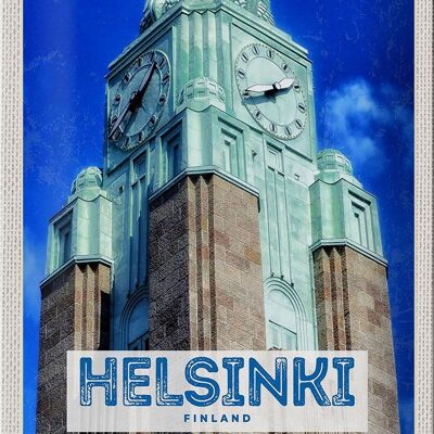 Cartel de chapa de viaje, 20x30cm, Helsinki, Finlandia, arquitectura de la iglesia