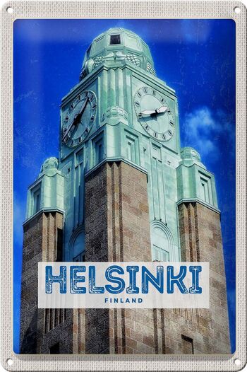 Signe en étain voyage 20x30cm, Architecture d'église d'Helsinki finlande 1