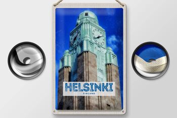 Signe en étain voyage 20x30cm, Architecture d'église d'Helsinki finlande 2